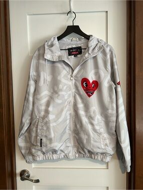 Keith Haring X Members Only Hoodie / jacket; Gray/White Size Medium